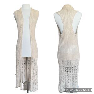 Vintage Y2K Mudd Duster Cardigan Sweater Maxi Vest Boho XS Festival Hippie Fairy